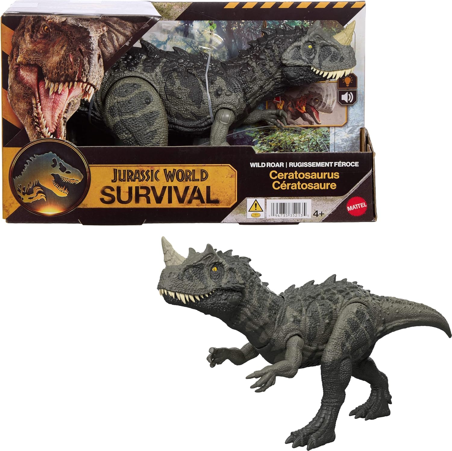 Jurassic World Survival - Ceratosaurus con Sonido, Luz y Ataque