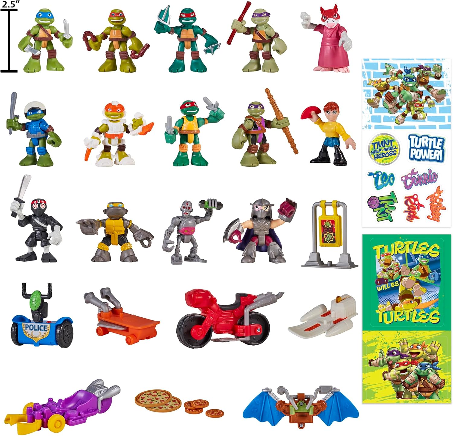 Calendario Adviento TMNT – Tortugas Ninja Mutantes (14 Figuras + 6 Vehículos + Accesorios) - Imagen 2